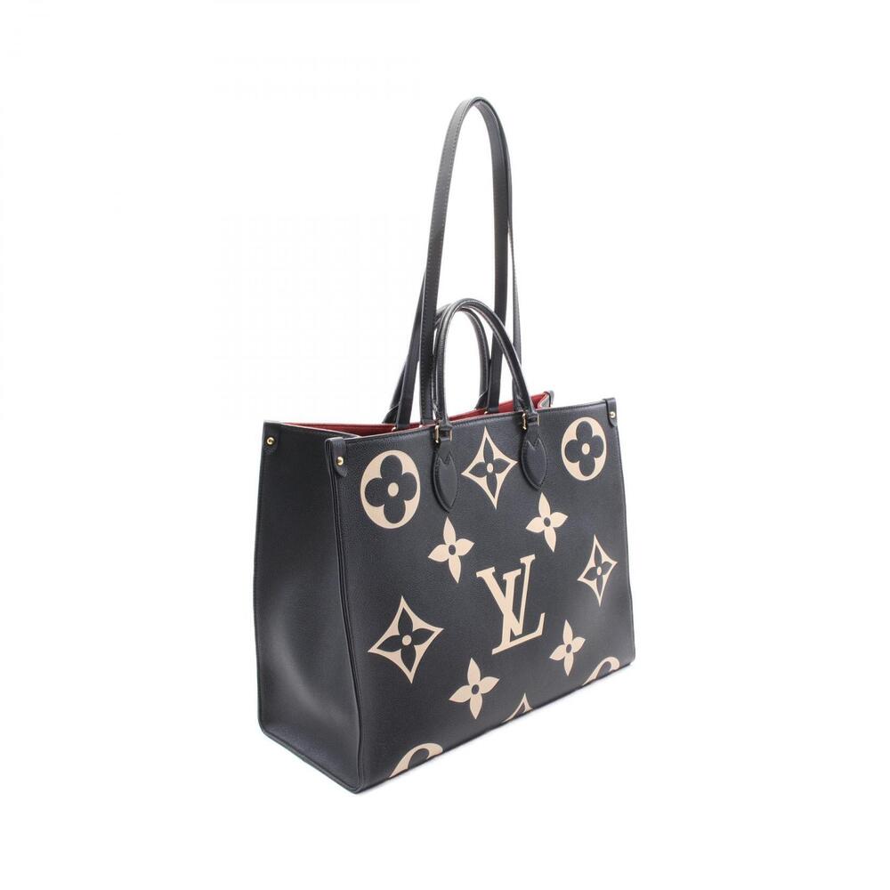 Louis Vuitton Empreinte Black Leather Bag Tote Bicolor Beige Monogram OnTheGo